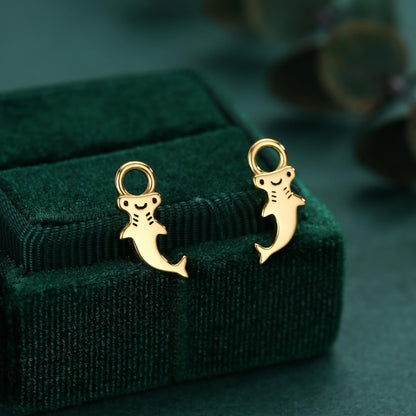 Sterling Silver Kawaii Hammerhead Shark Charms for Hoop Earrings