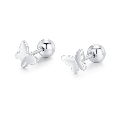Sterling Silver Butterfly 18G Screw Back Stud Earrings