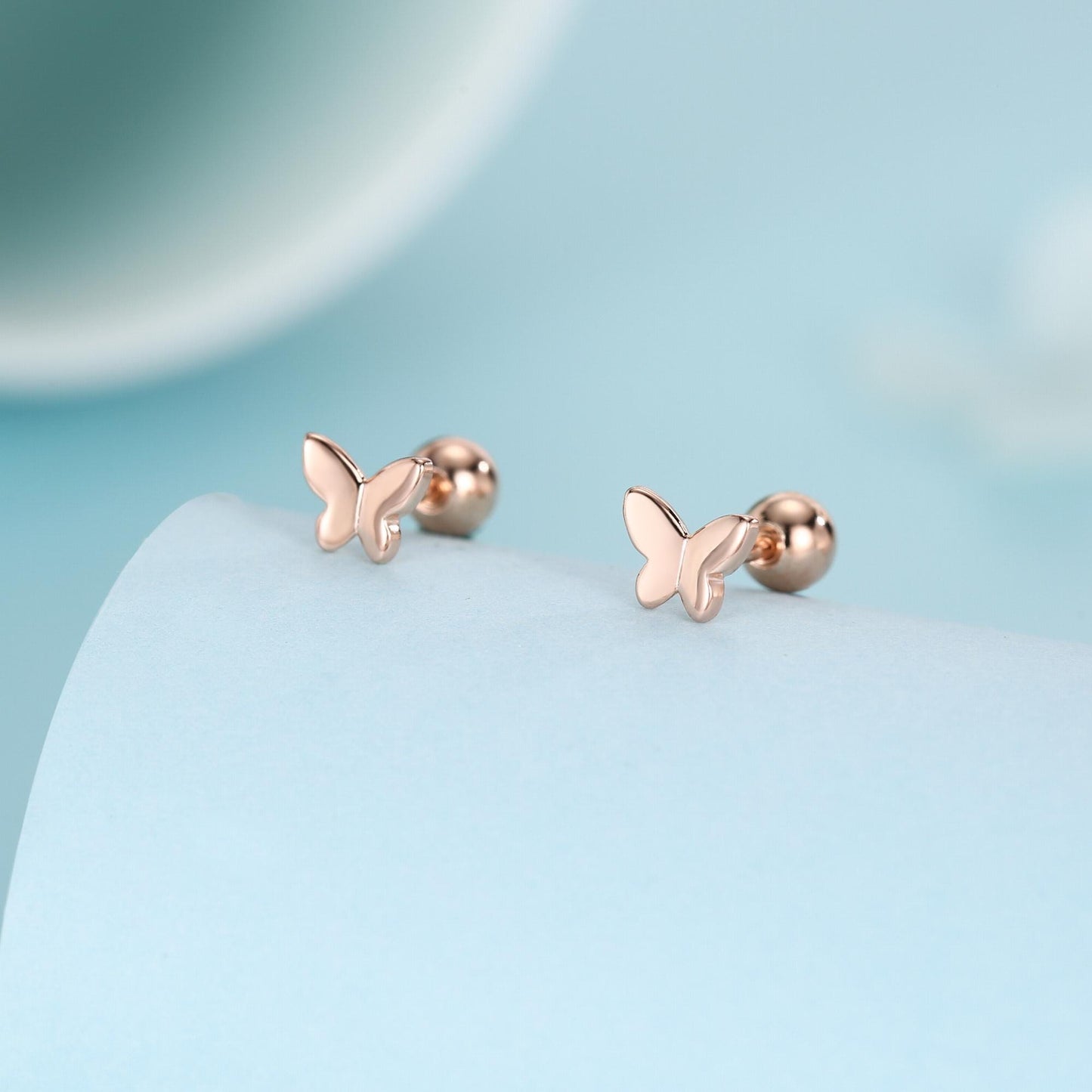 Sterling Silver Butterfly 18G Screw Back Stud Earrings