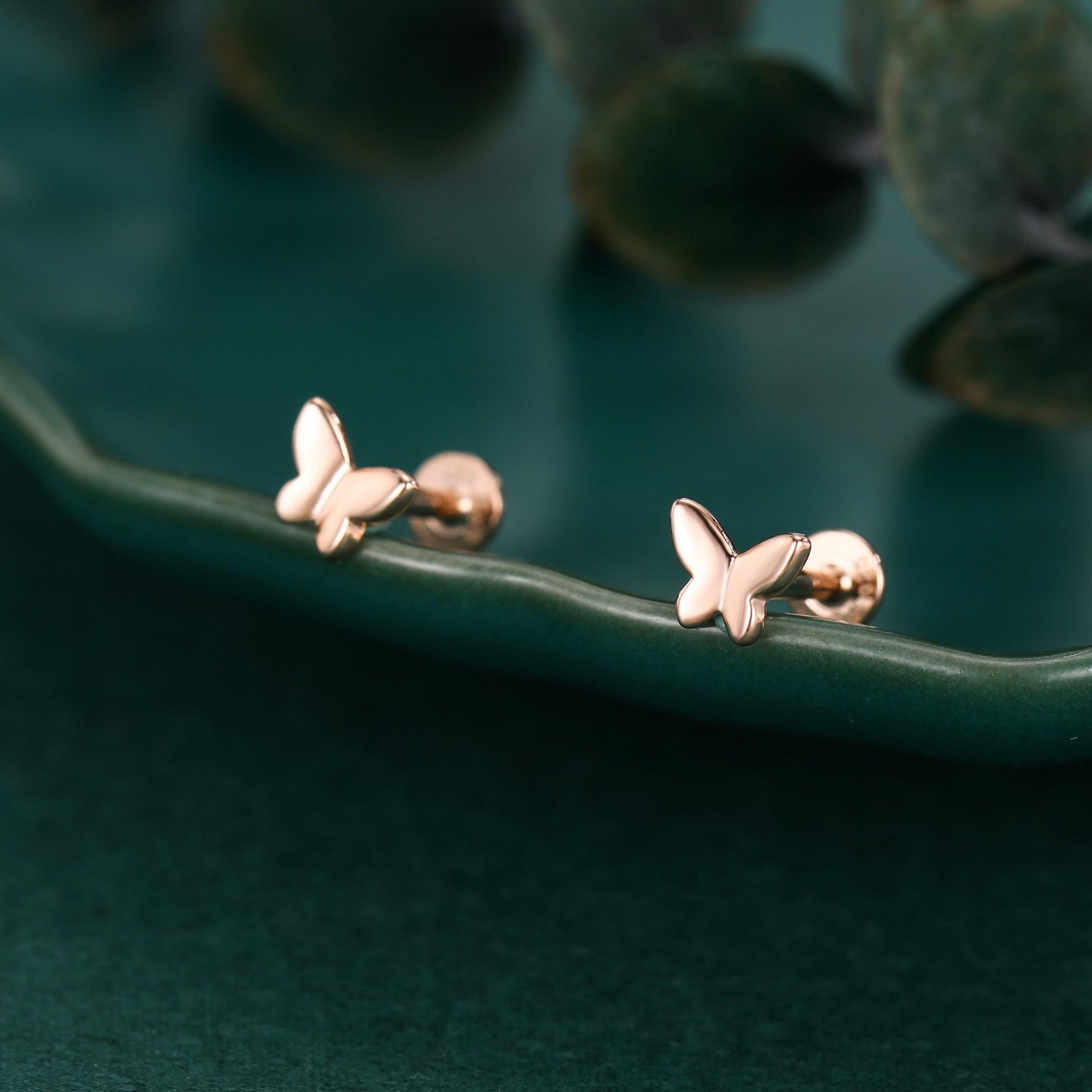 Sterling Silver Butterfly 16G Flat Back Labret Earrings