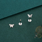 Sterling Silver Butterfly 16G Flat Back Labret Earrings