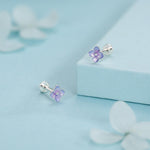 Sterling Silver Purple Hydrangea Flower 16G Flat Back Labret Earrings