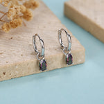 Oval Aurora Black CZ Huggie Hoop in Sterling Silver, Silver or Gold, Mystic Topaz CZ Crystal Hoop Earrings, Detachable and Interchangeable