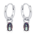 Oval Aurora Black CZ Huggie Hoop in Sterling Silver, Silver or Gold, Mystic Topaz CZ Crystal Hoop Earrings, Detachable and Interchangeable
