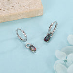 Oval Aurora Black CZ Huggie Hoop in Sterling Silver, Silver or Gold, Mystic Topaz CZ Crystal Hoop Earrings, Detachable and Interchangeable
