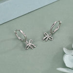 Ribbon Bow Huggie Hoop Earrings in Sterling Silver, Silver or Gold or Rose Gold, Ribbon Bow Earrings, Ribbon Bow Huggies