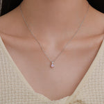 Tiny Pink Opal Pendant Necklace in Sterling Silver, 5mm Lab Opal Necklace, Single Opal Necklace, Fire Opal Necklace