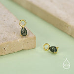 Sterling Silver Moss Agate Teardrop Earring Charms