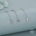 Purple CZ Charm Bracelet in Sterling Silver, Silver or Gold, Amethyst Purple CZ Bracelet, Satellite Bracelet