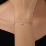 Purple CZ Charm Bracelet in Sterling Silver, Silver or Gold, Amethyst Purple CZ Bracelet, Satellite Bracelet