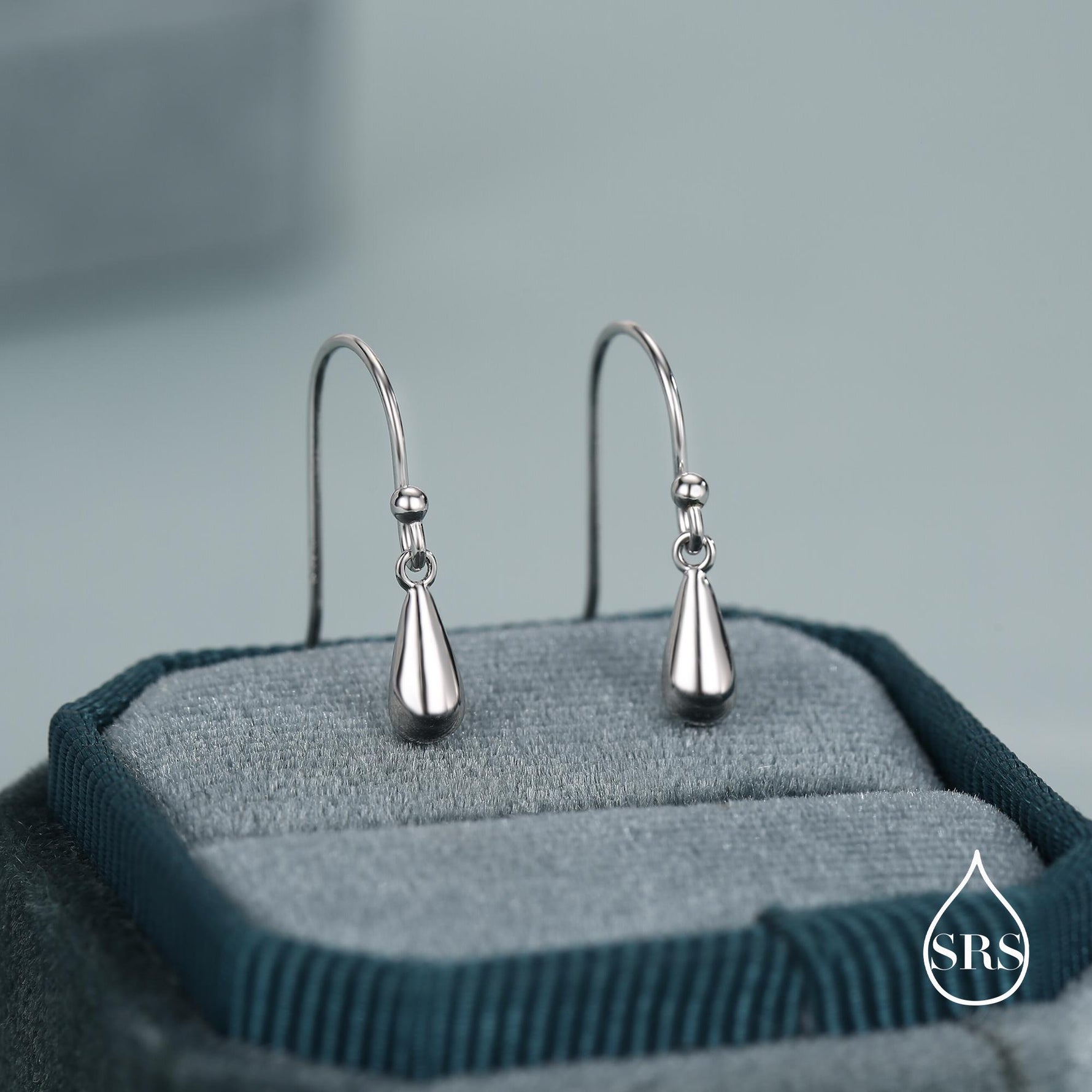 Small Droplet Drop Hook Earrings in Sterling Silver, Silver, Gold or Rose Gold, Waterdrop Dangle Earrings, Raindrop Earrings