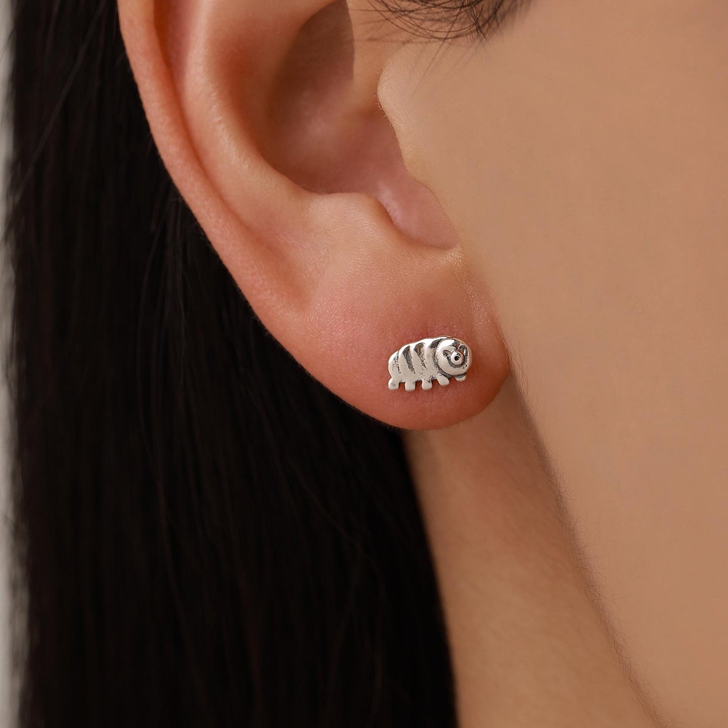 Sterling Silver Water Bear Tardigrade Stud Earrings