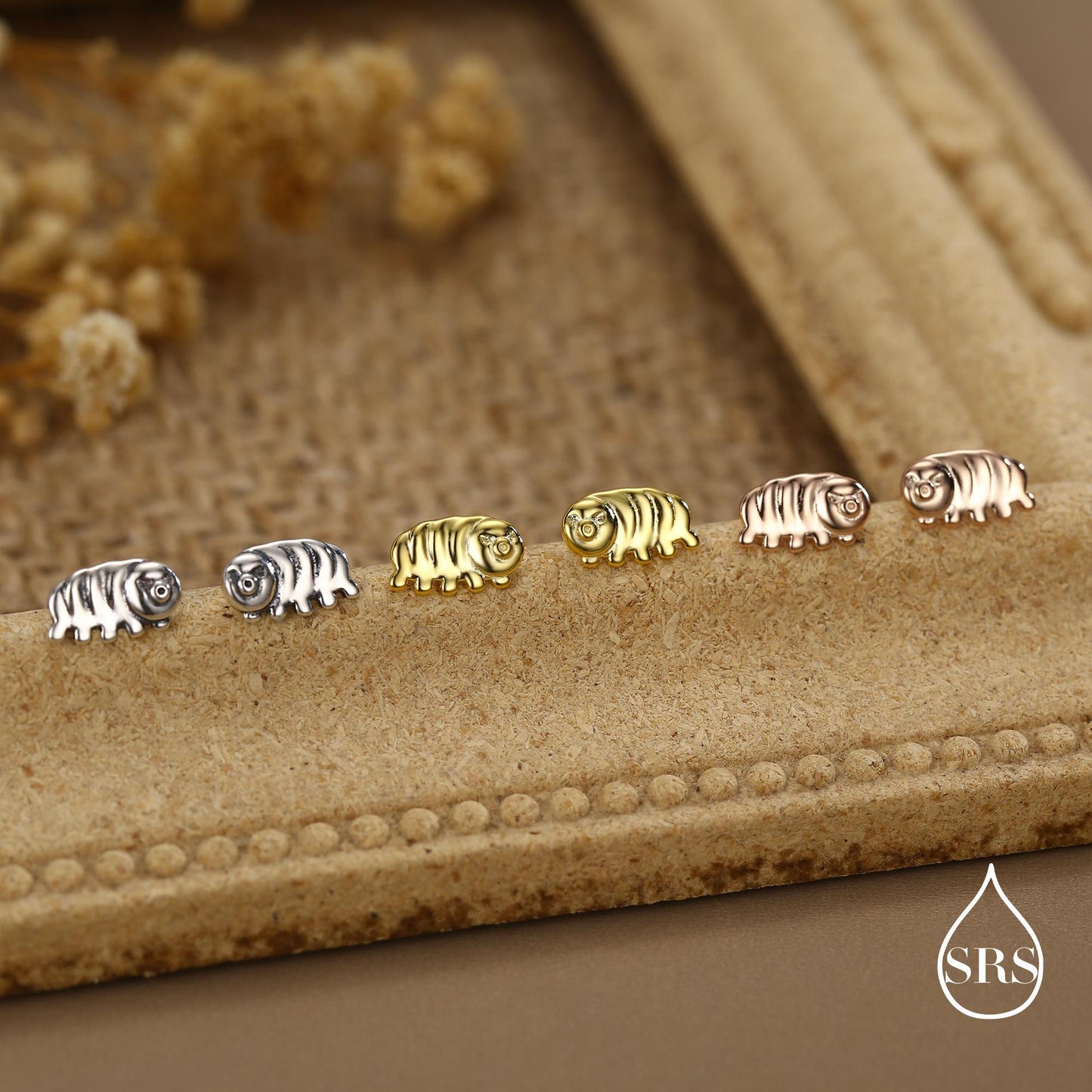 Sterling Silver Water Bear Tardigrade Stud Earrings