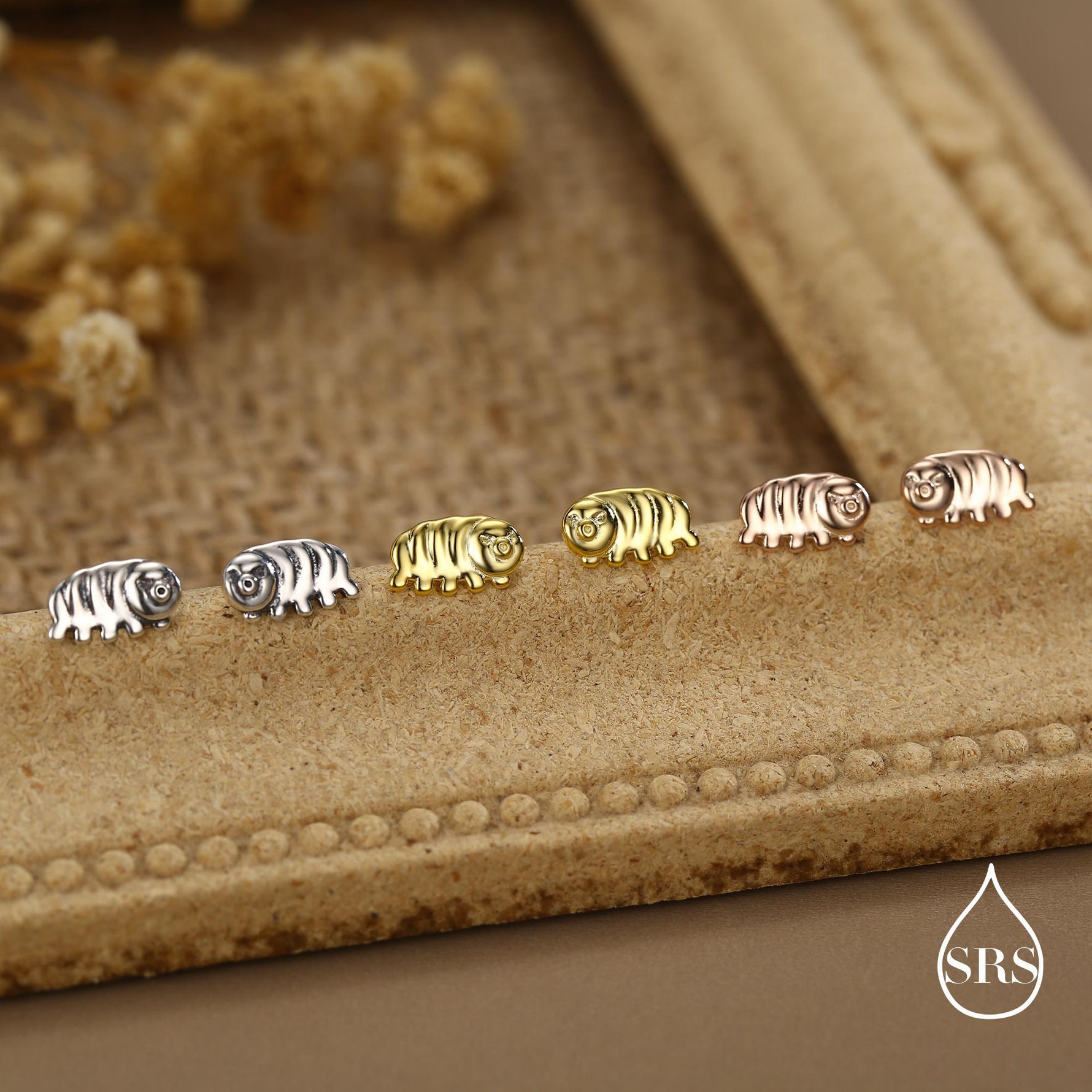 Sterling Silver Water Bear Tardigrade Stud Earrings