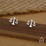 Sterling Silver Libra Scales 16G Flat Back Earrings
