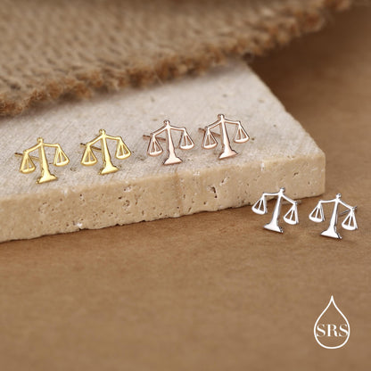 Sterling Silver Libra Scales Stud Earrings