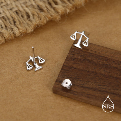 Sterling Silver Libra Scales Stud Earrings