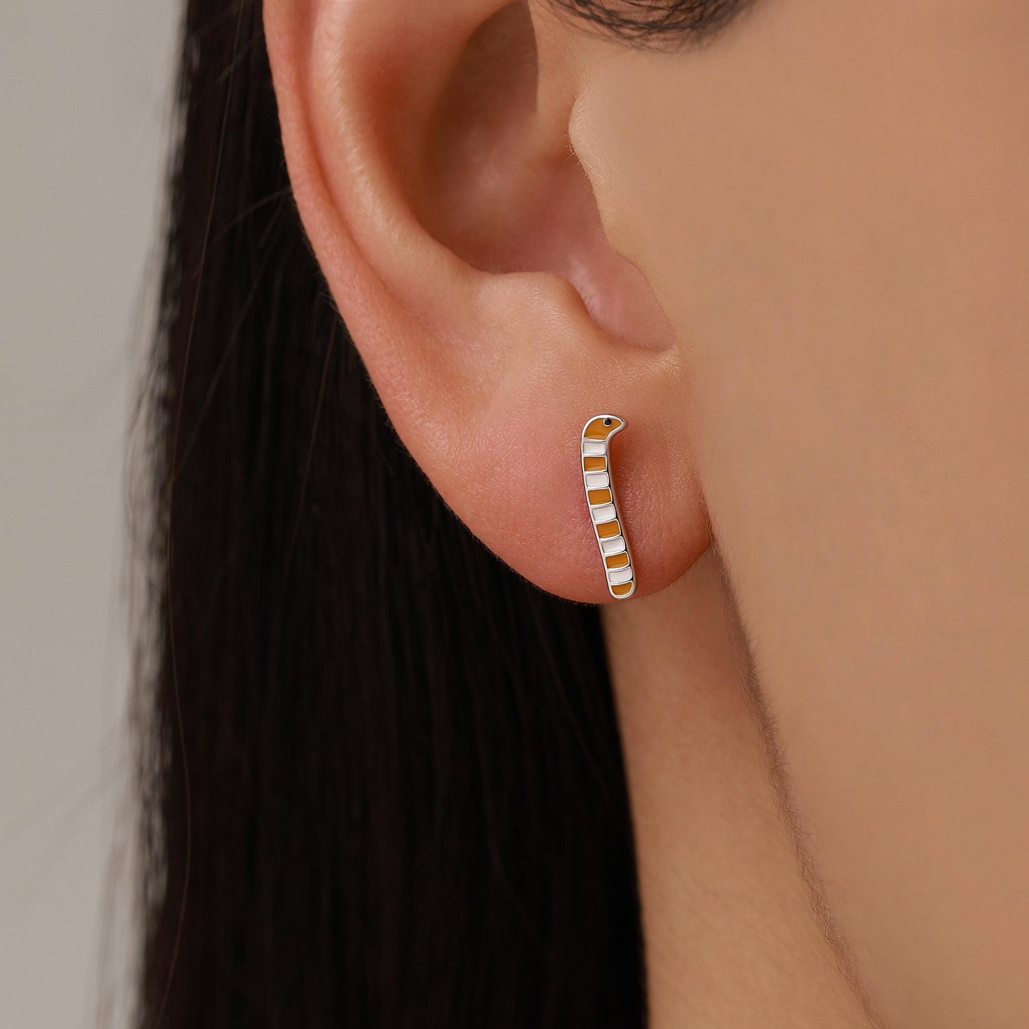 Sterling Silver Enamel Garden Eel Stud Earrings