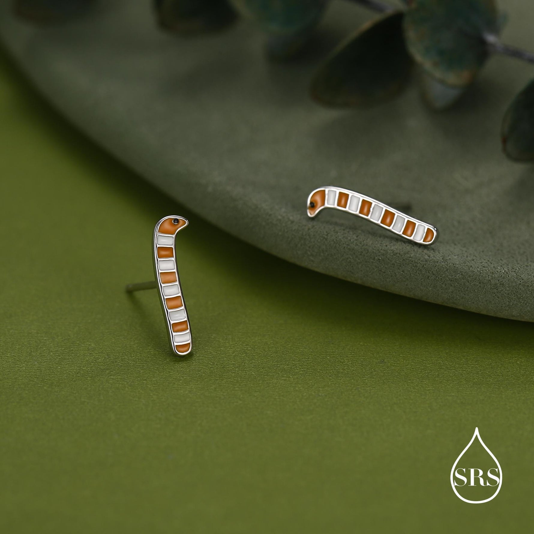 Sterling Silver Enamel Garden Eel Stud Earrings