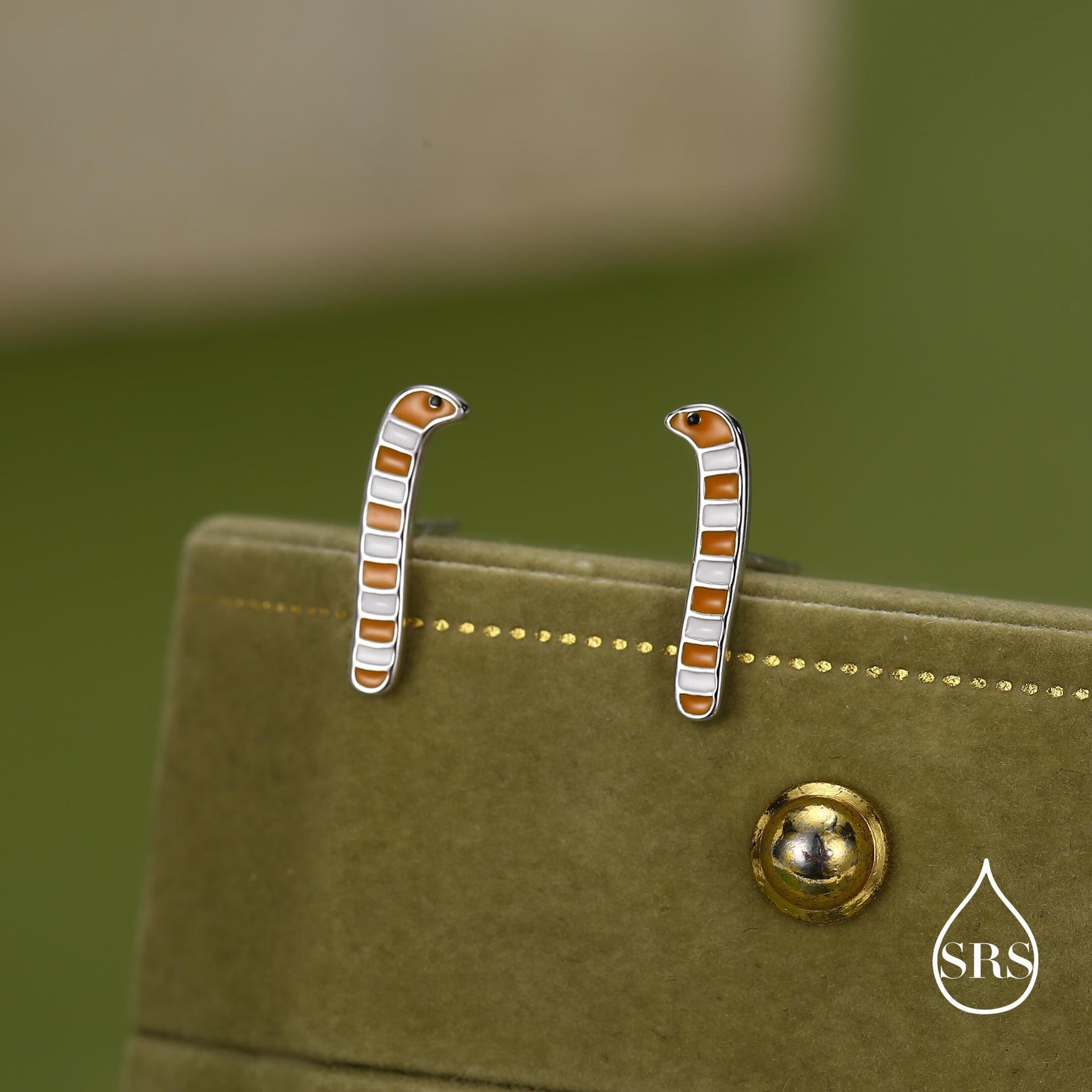 Sterling Silver Enamel Garden Eel Stud Earrings