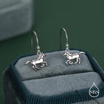Sterling Silver Cute Horse Dangle Hook Earrings, Silver or Gold or Rose Gold, Horse Earrings, Dainty Horse Dangle Earrings, Horse Earrings