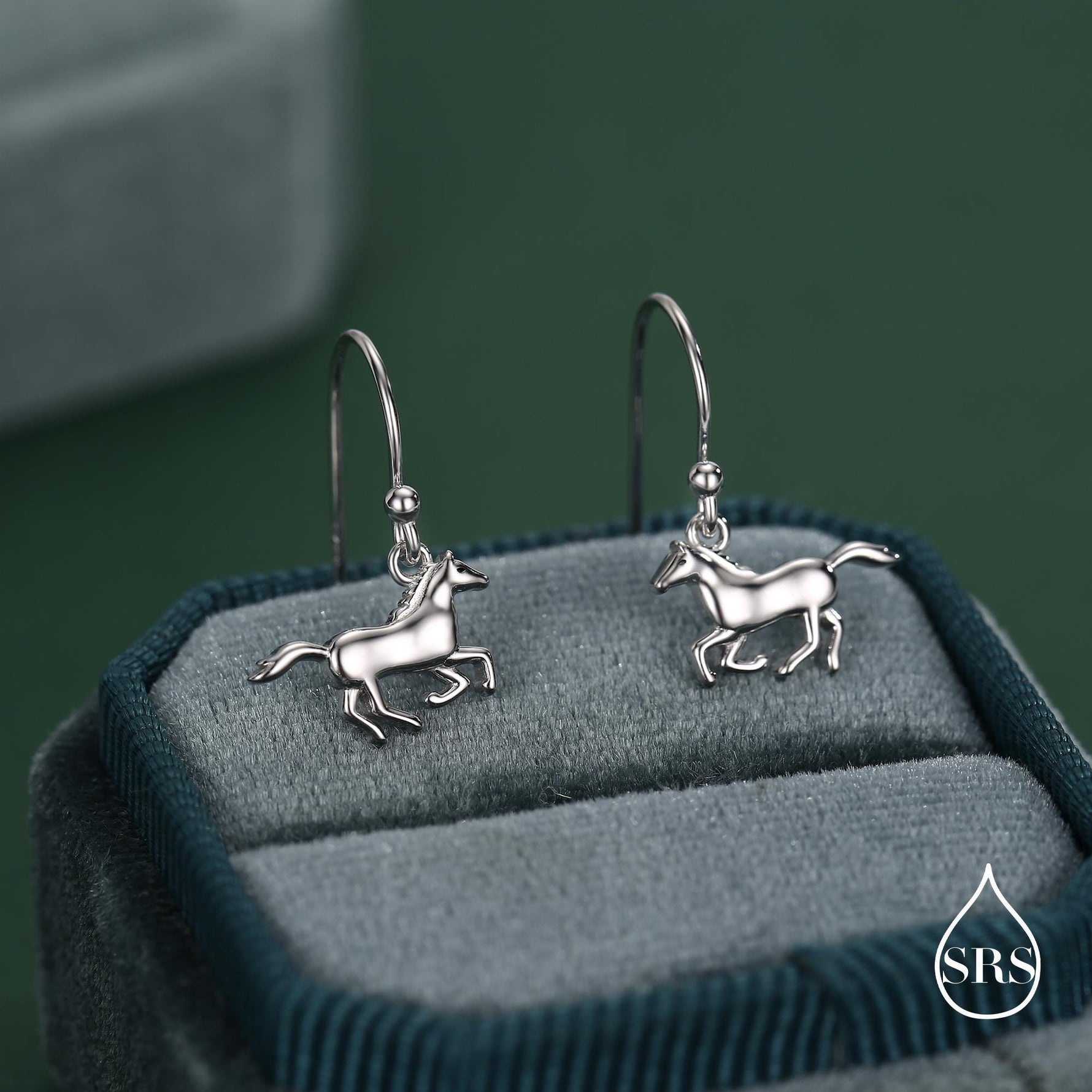 Sterling Silver Cute Horse Dangle Hook Earrings, Silver or Gold or Rose Gold, Horse Earrings, Dainty Horse Dangle Earrings, Horse Earrings