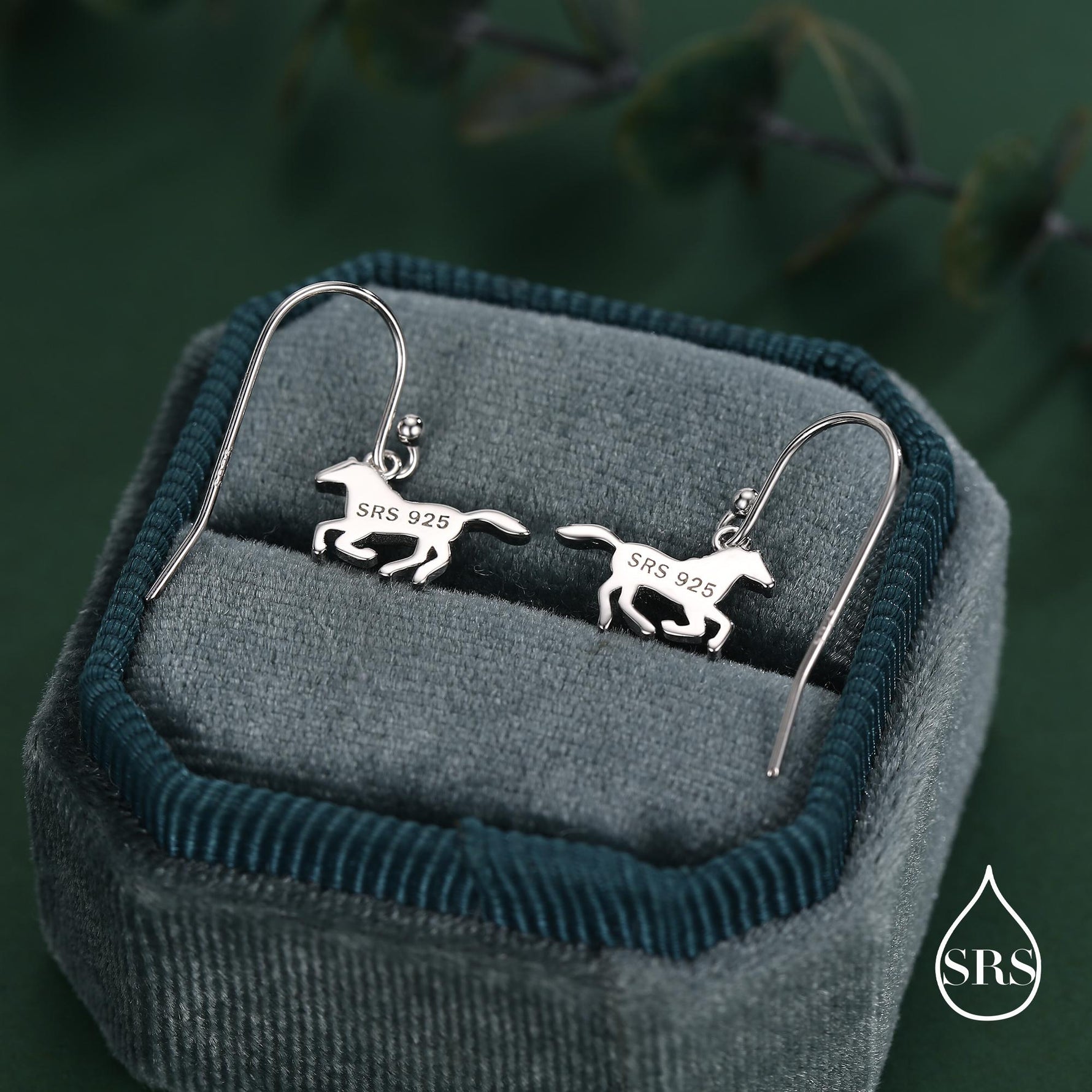 Sterling Silver Cute Horse Dangle Hook Earrings, Silver or Gold or Rose Gold, Horse Earrings, Dainty Horse Dangle Earrings, Horse Earrings