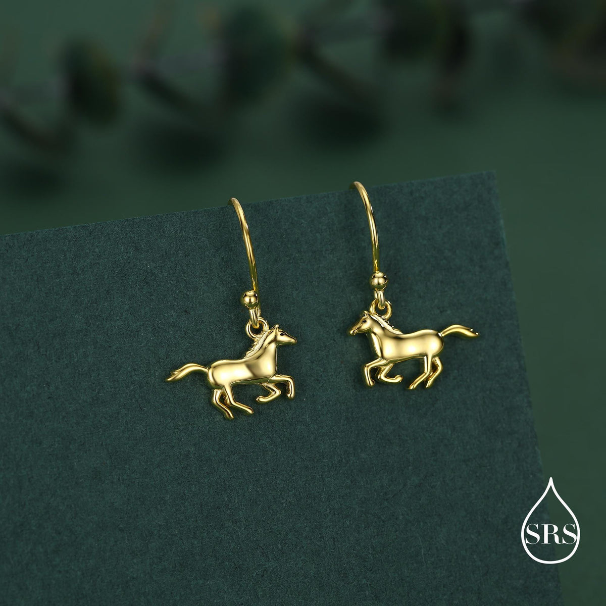 Sterling Silver Cute Horse Dangle Hook Earrings, Silver or Gold or Rose Gold, Horse Earrings, Dainty Horse Dangle Earrings, Horse Earrings