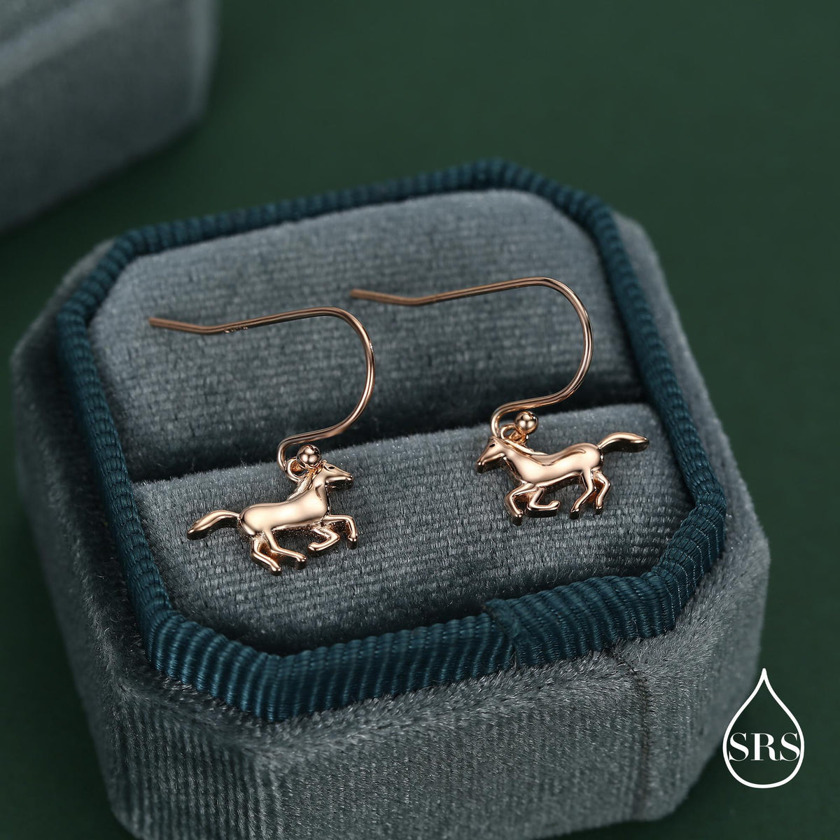 Sterling Silver Cute Horse Dangle Hook Earrings, Silver or Gold or Rose Gold, Horse Earrings, Dainty Horse Dangle Earrings, Horse Earrings