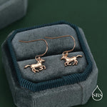 Sterling Silver Cute Horse Dangle Hook Earrings, Silver or Gold or Rose Gold, Horse Earrings, Dainty Horse Dangle Earrings, Horse Earrings