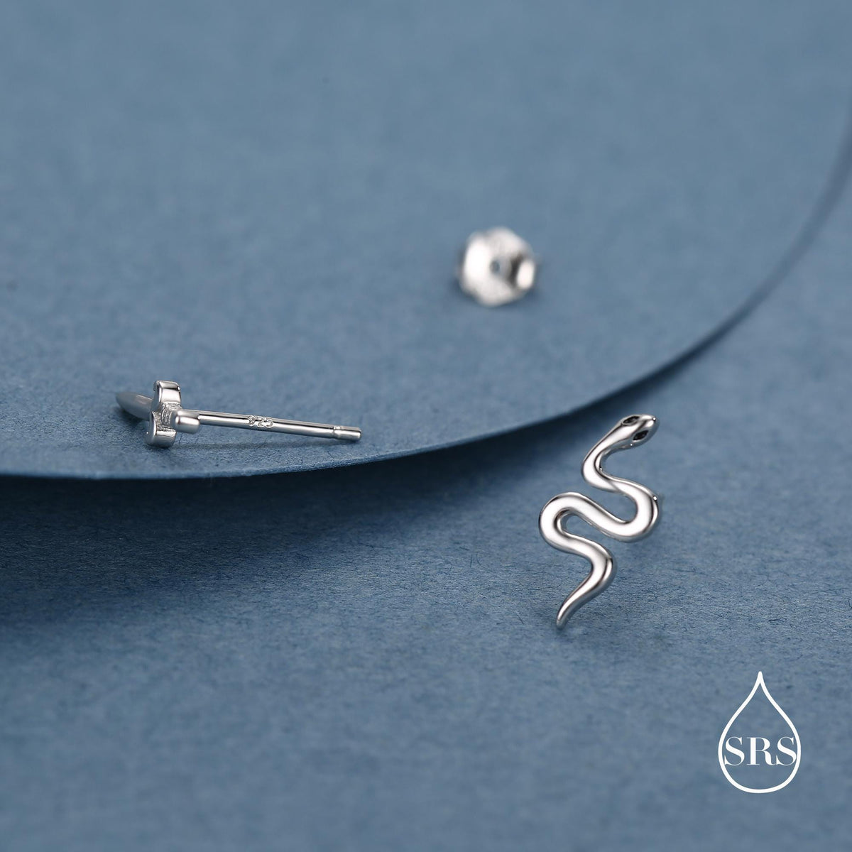 Mismatched Sword and Snake Stud Earrings in Sterling Silver, Silver or Gold Finish, Asymmetric Snake and Sword Earrings