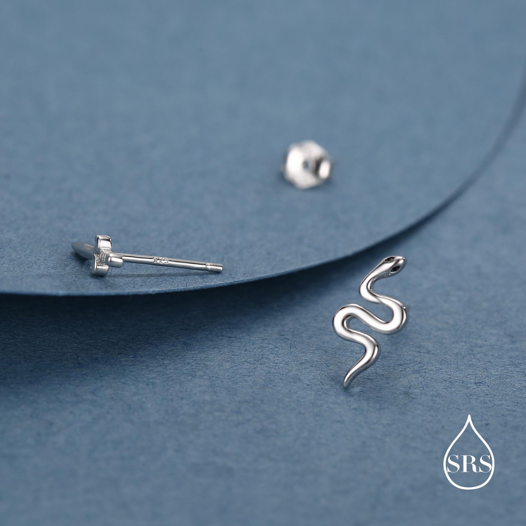 Mismatched Sword and Snake Stud Earrings in Sterling Silver, Silver or Gold Finish, Asymmetric Snake and Sword Earrings
