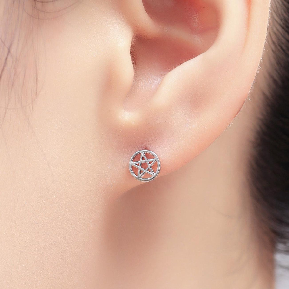 Pentagram Star Stud Earrings in Sterling Silver, Silver, Gold or Rose Gold, Star Earrings