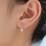 Asymmetric Tiny CZ Starburst Drop Stud Earrings in Sterling Silver, Silver, Gold or Rose Gold, North Star Earrings, Sunburst Earrings