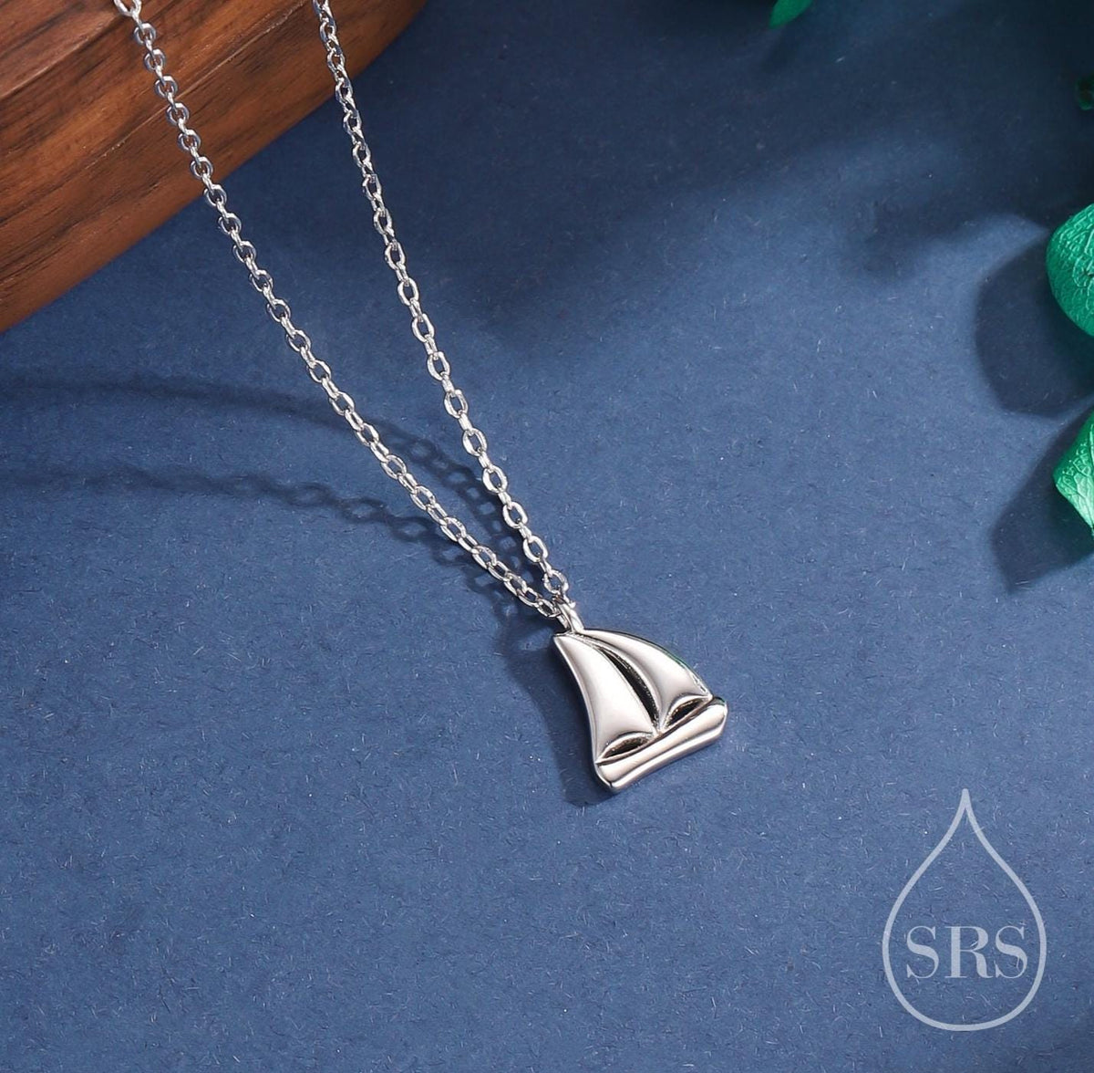 Sailing Boat Pendant Necklace in Sterling Silver, Silver or Gold, Boat Necklace, Sterling SIlver Boat Pendant