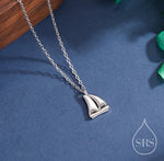 Sailing Boat Pendant Necklace in Sterling Silver, Silver or Gold, Boat Necklace, Sterling SIlver Boat Pendant
