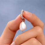 Baroque Pearl Hammered Hoop Earrings in Sterling Silver