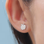 Apple Stud Earrings in Sterling Silver, Silver or Gold or Rose Gold, Tiny and Delicate Apple Earrings