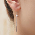 Sterling Silver CZ Butterfly Ear Threaders, Butterfly Threader Earrings, Dainty Butterfly Dangle Earrings, Butterfly Earrings