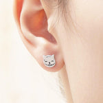 Cheshire Cat Stud Earrings in Sterling Silver, Silver or Gold or Rose Gold, Alice Fairy Tale Earrings