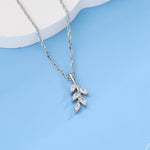 Tiny Little CZ Leaf Pendant Necklace in Sterling Silver, Olive Leaf Necklace, Olive Branch Necklace, Nature Inspired