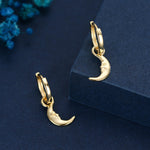 Sterling Silver Moon Face Hoop Earrings, Detachable Charm Dangle Hoop Earrings, Silver or Gold, Interchangeable Charms