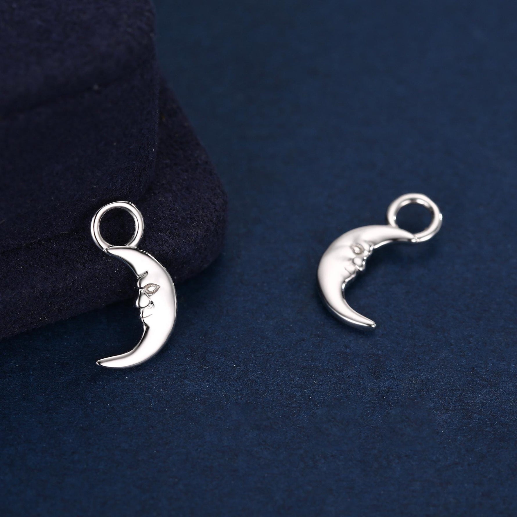 Moon Charms for Huggie Hoops in Sterling Silver