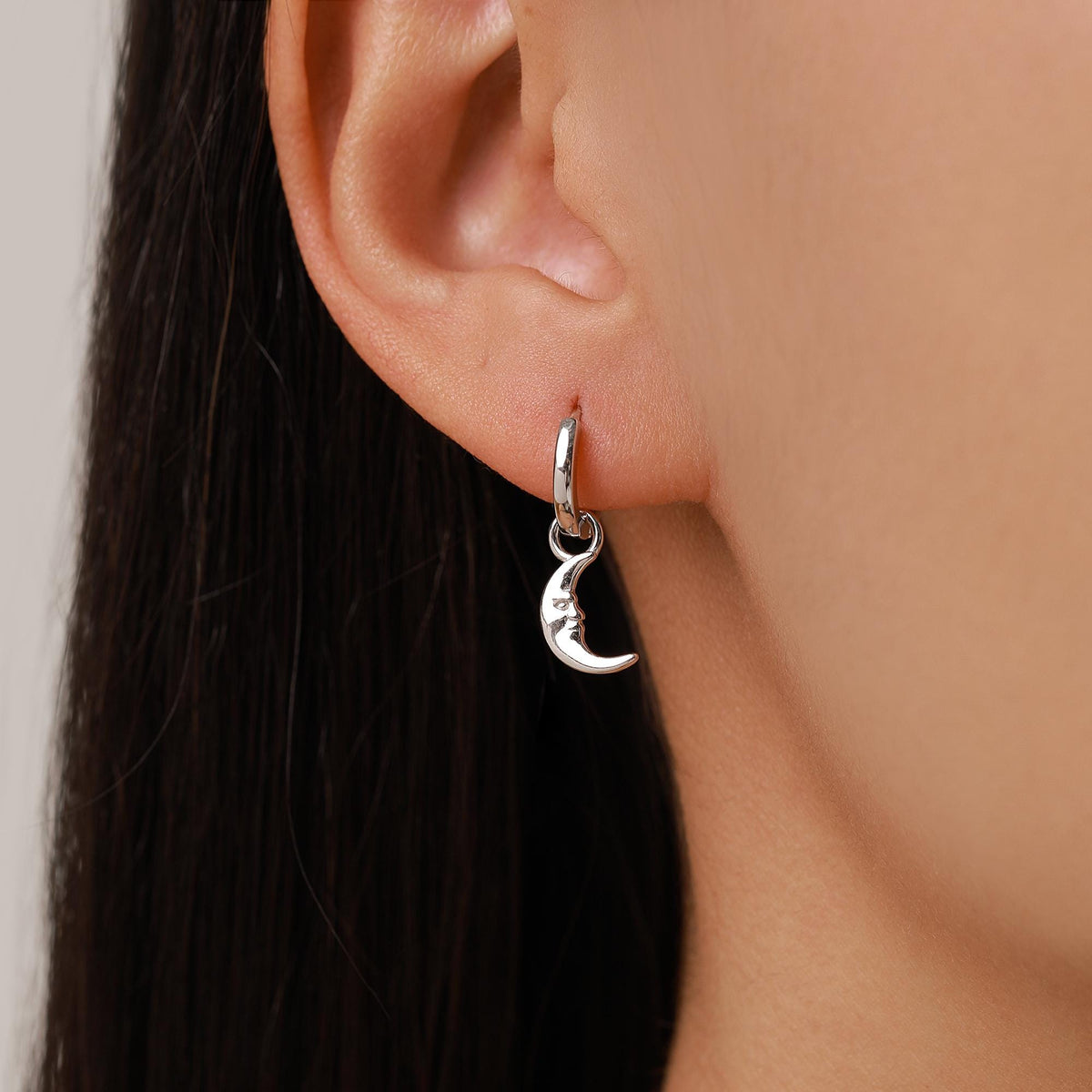 Moon Charms for Huggie Hoops in Sterling Silver