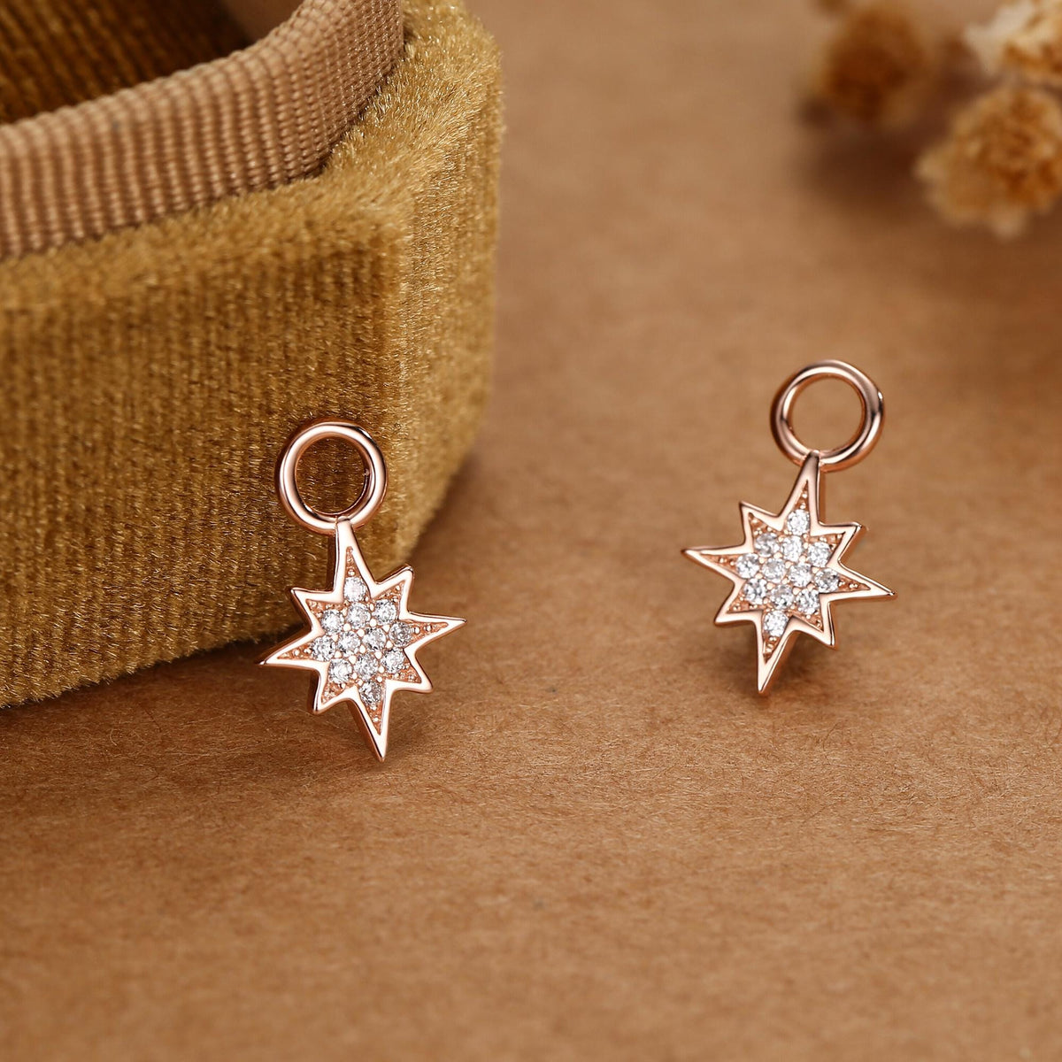 Starburst Charms for Huggie Hoops in Sterling Silver