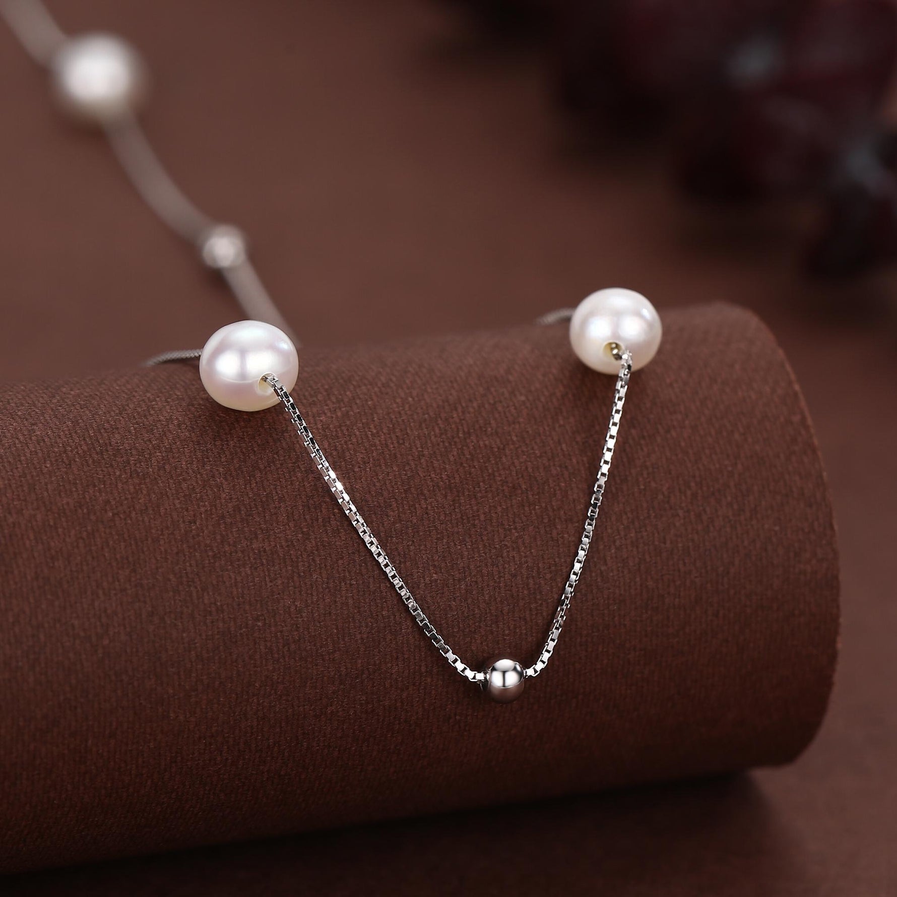 Genuine Pearl Choker Necklace in Sterling Silver