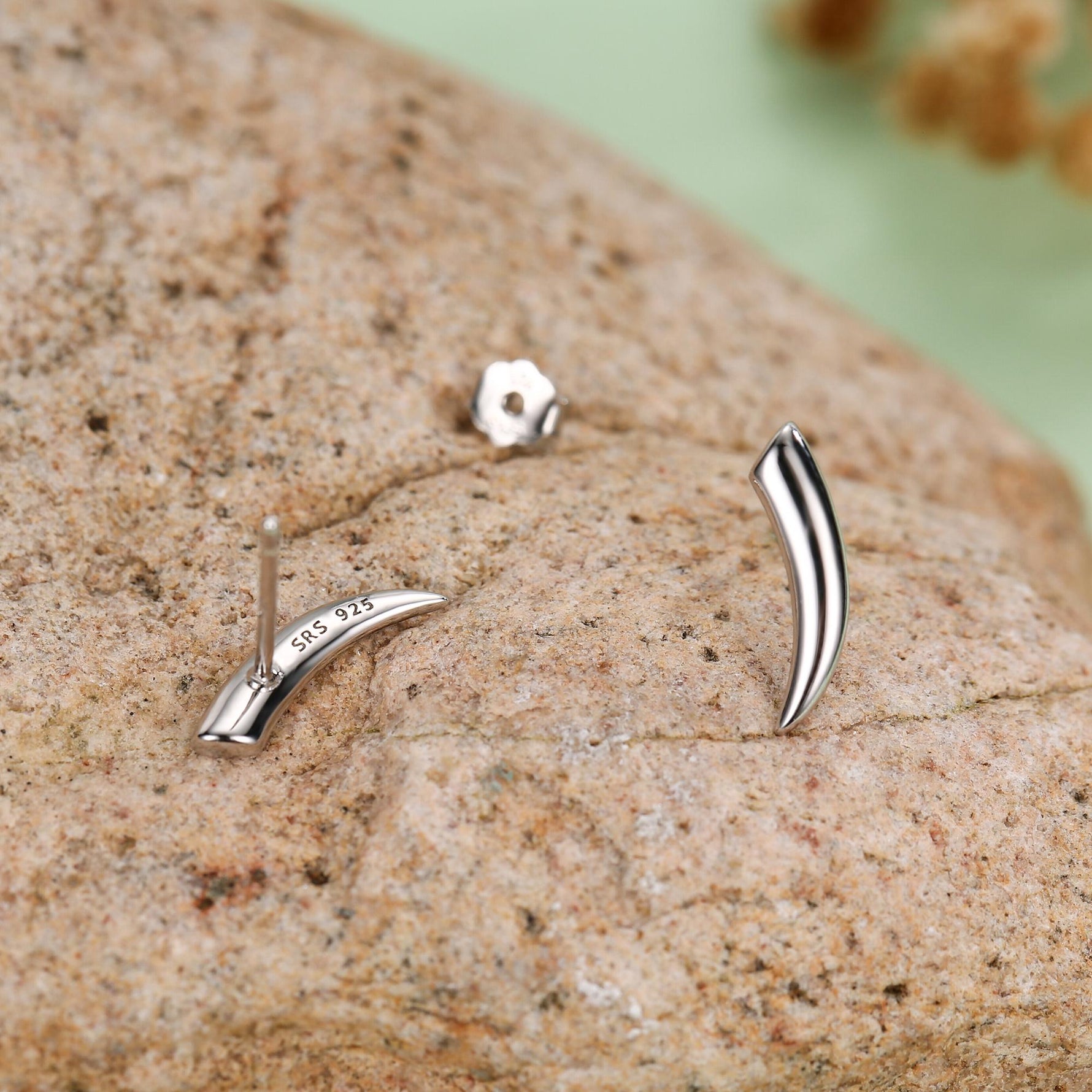 Tusk Shape Stud Earrings in Sterling Silver, Silver, Gold or Rose Gold over Sterling Silver, Horn Stud Earrings, Spike Earrings