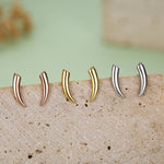 Tusk Shape Stud Earrings in Sterling Silver, Silver, Gold or Rose Gold over Sterling Silver, Horn Stud Earrings, Spike Earrings