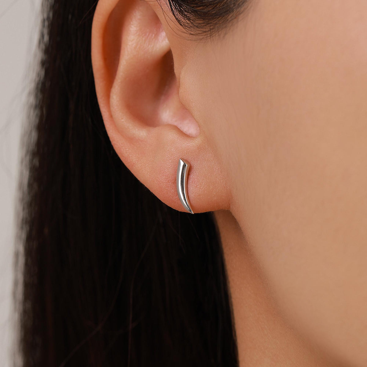 Tusk Shape Stud Earrings in Sterling Silver, Silver, Gold or Rose Gold over Sterling Silver, Horn Stud Earrings, Spike Earrings