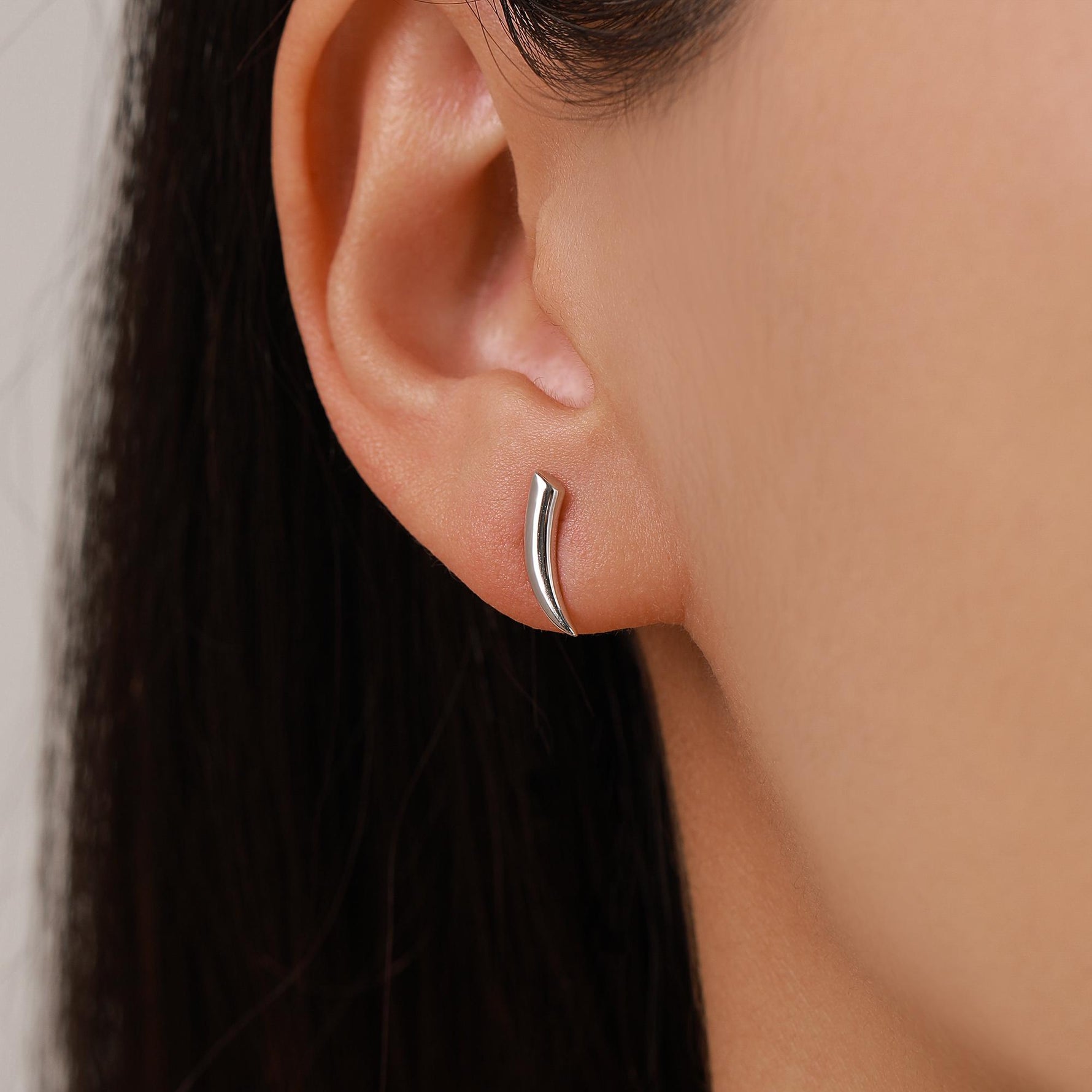 Tusk Shape Stud Earrings in Sterling Silver, Silver, Gold or Rose Gold over Sterling Silver, Horn Stud Earrings, Spike Earrings